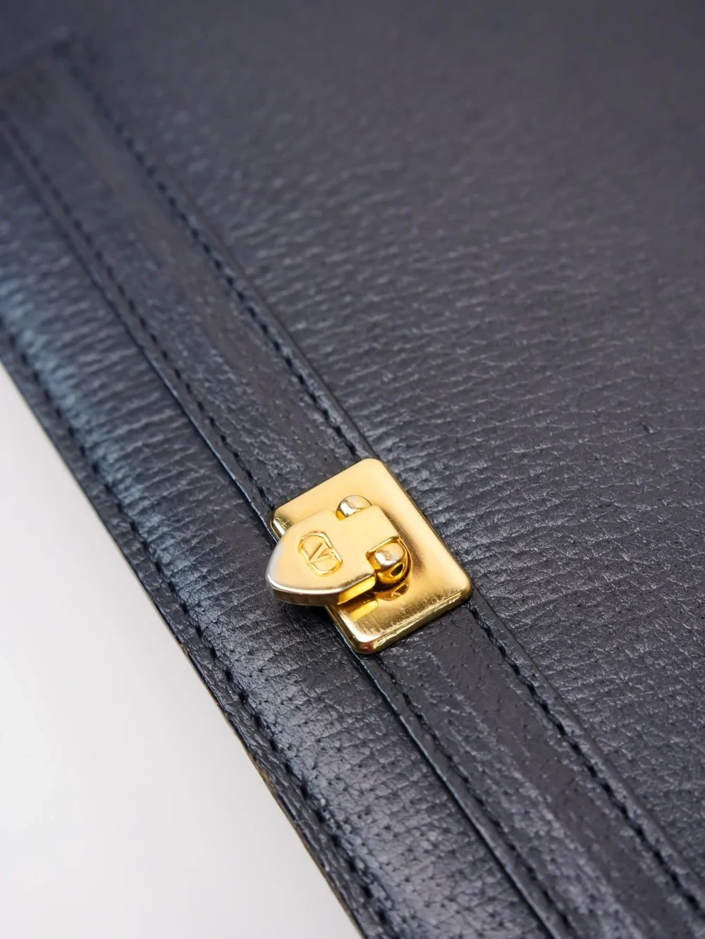 Vintage Valentino Garavani Black Leather Crossbody Bag 90s Quiet Luxury